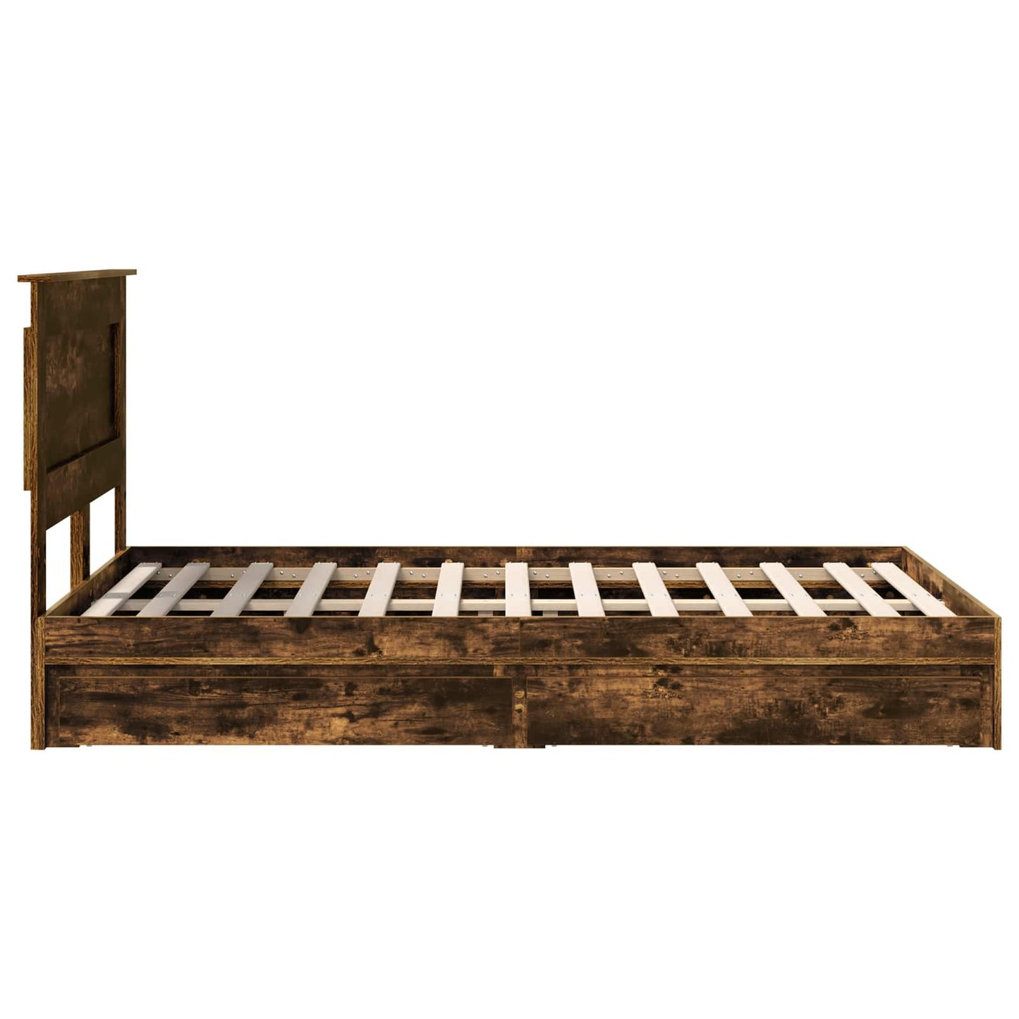 vidaXL Storage Bed with Drawer Smoked Oak 135 x 190 cm Engineered Wood