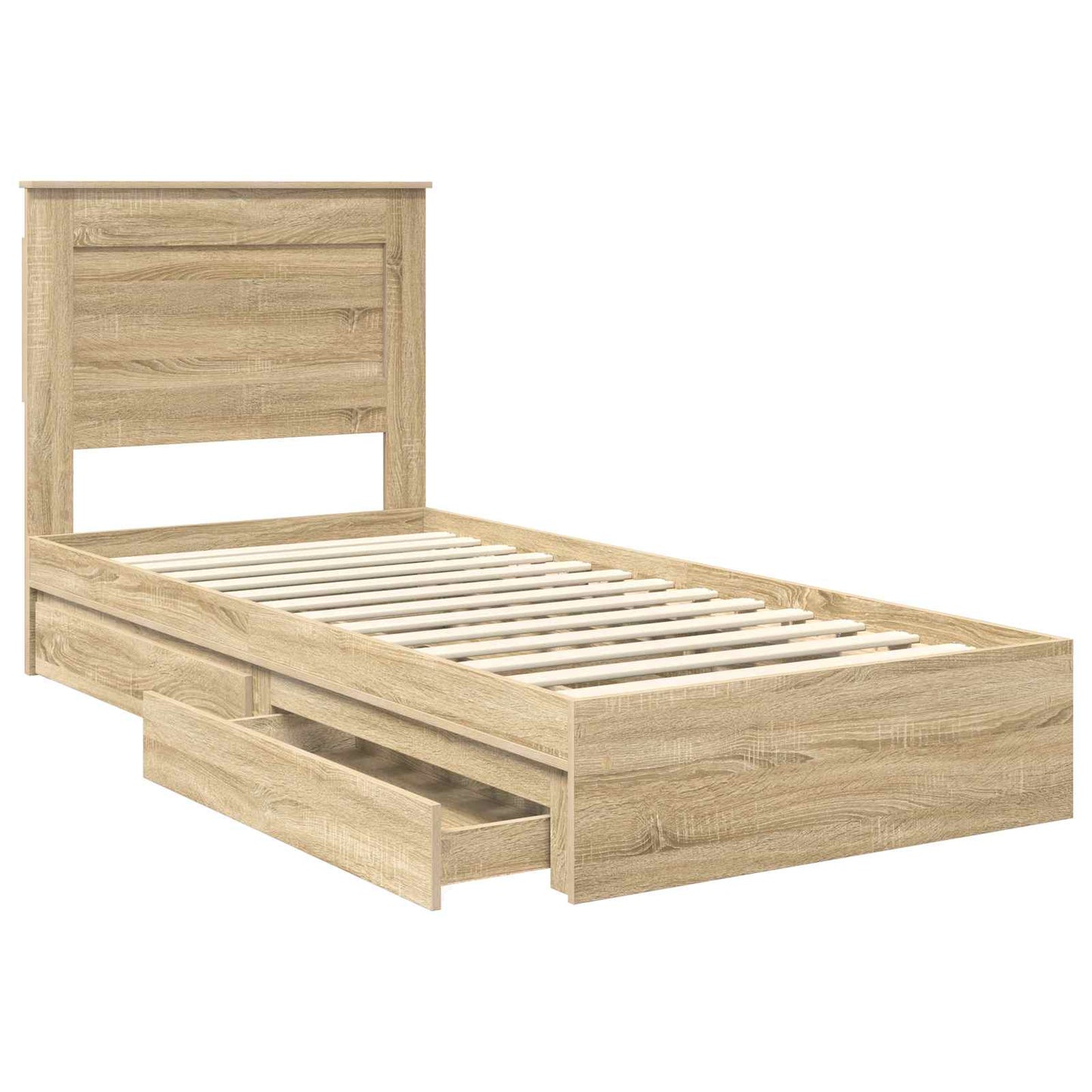 vidaXL Storage Bed with Drawer Sonoma Oak 100 x 200 cm Engineered Wood