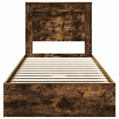 vidaXL Storage Bed with Drawer Smoked Oak 100 x 200 cm Engineered Wood