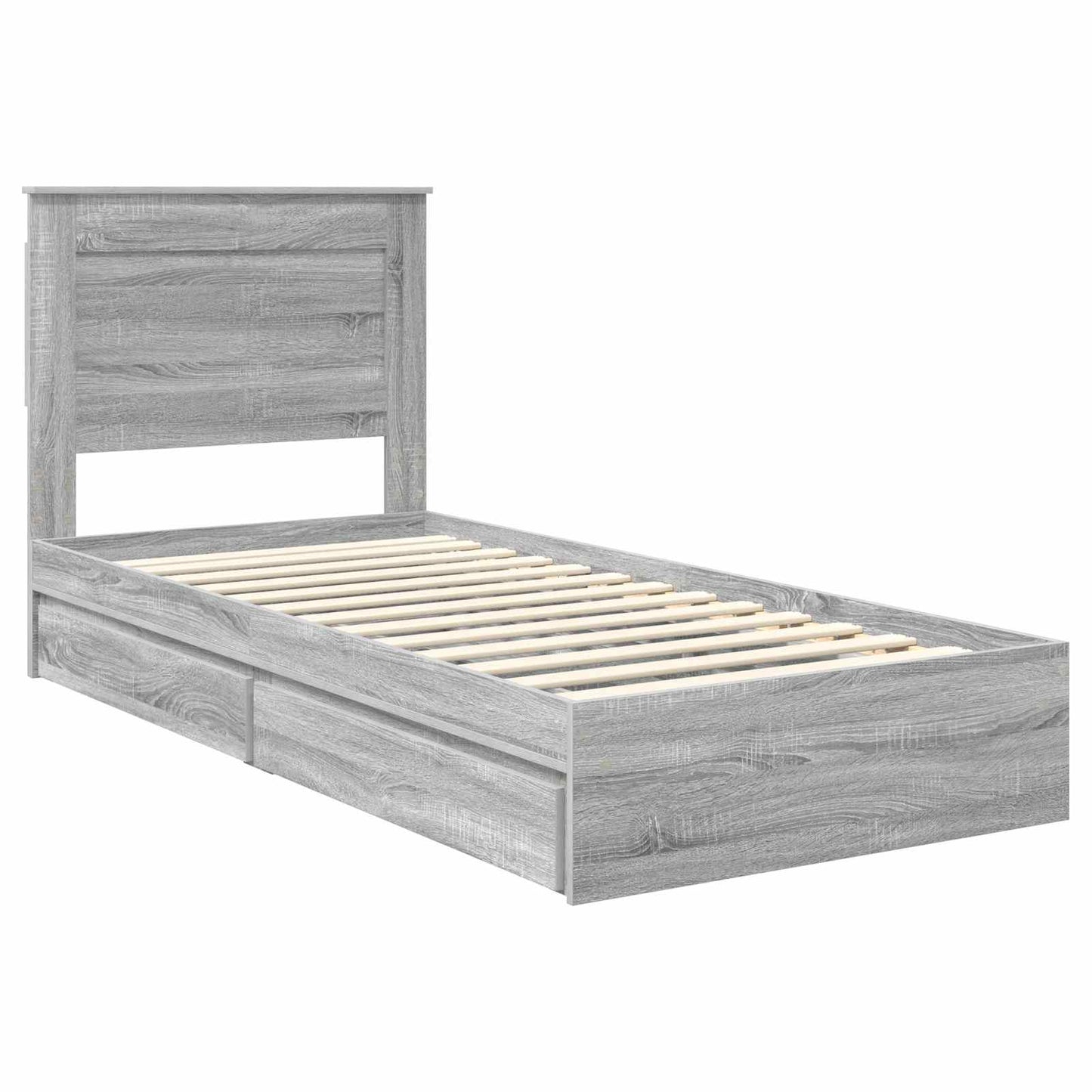 vidaXL Storage Bed Grey Sonoma 100 x 200 cm Engineered Wood