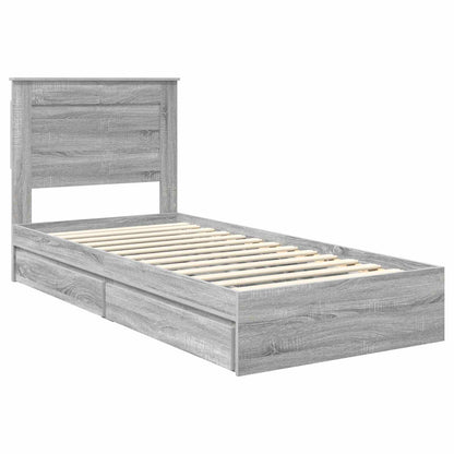 vidaXL Storage Bed Grey Sonoma 100 x 200 cm Engineered Wood