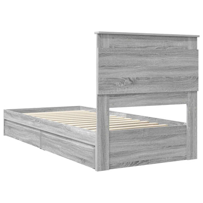 vidaXL Storage Bed Grey Sonoma 100 x 200 cm Engineered Wood