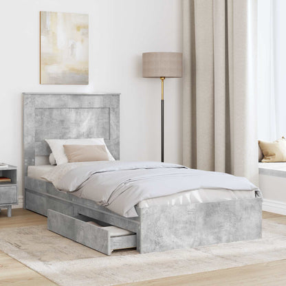 vidaXL Storage Bed Concrete Grey 90 x 190 cm Engineered Wood