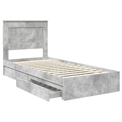 vidaXL Storage Bed Concrete Grey 90 x 190 cm Engineered Wood