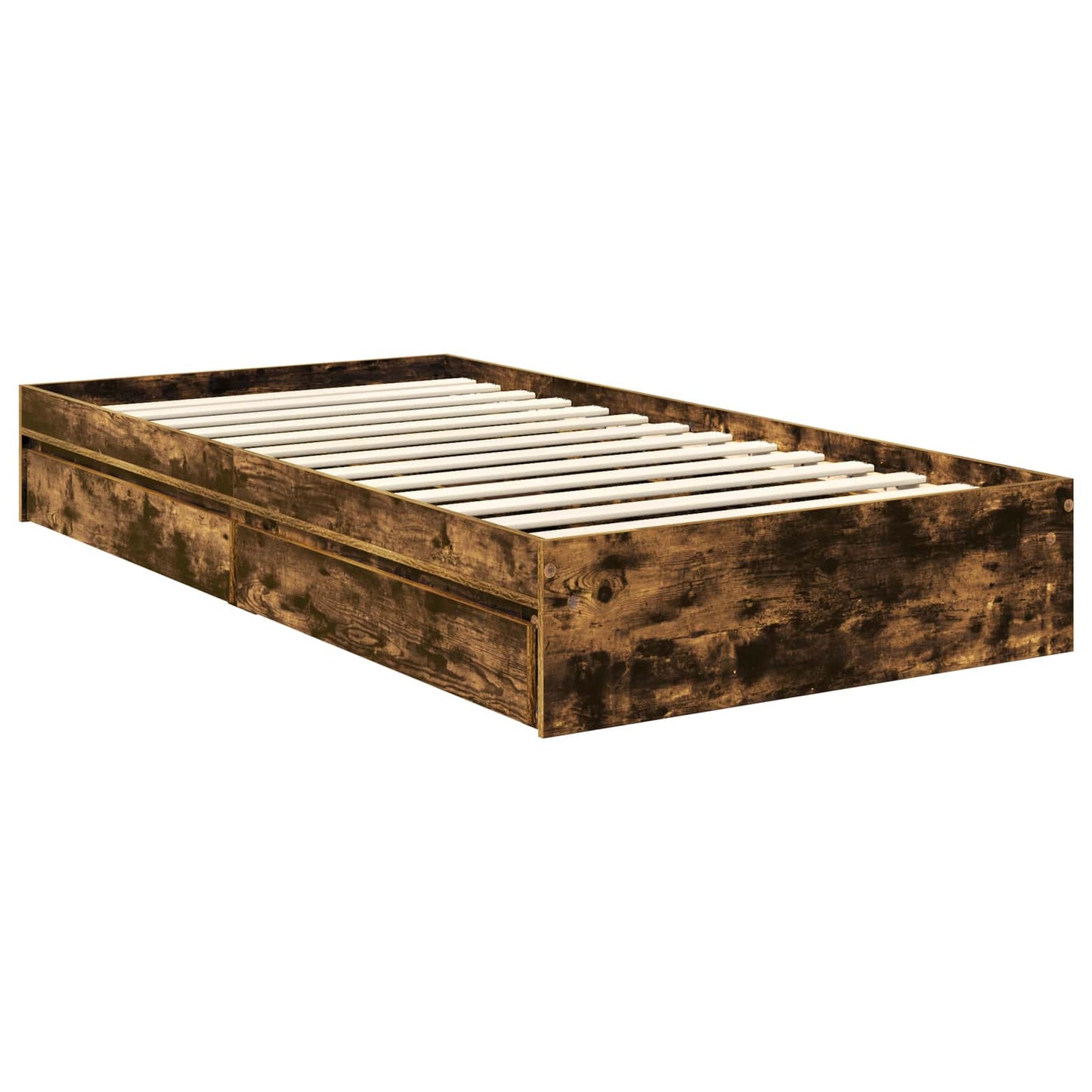 vidaXL Storage Bed with Drawer Smoked Oak 90 x 190 cm Engineered Wood