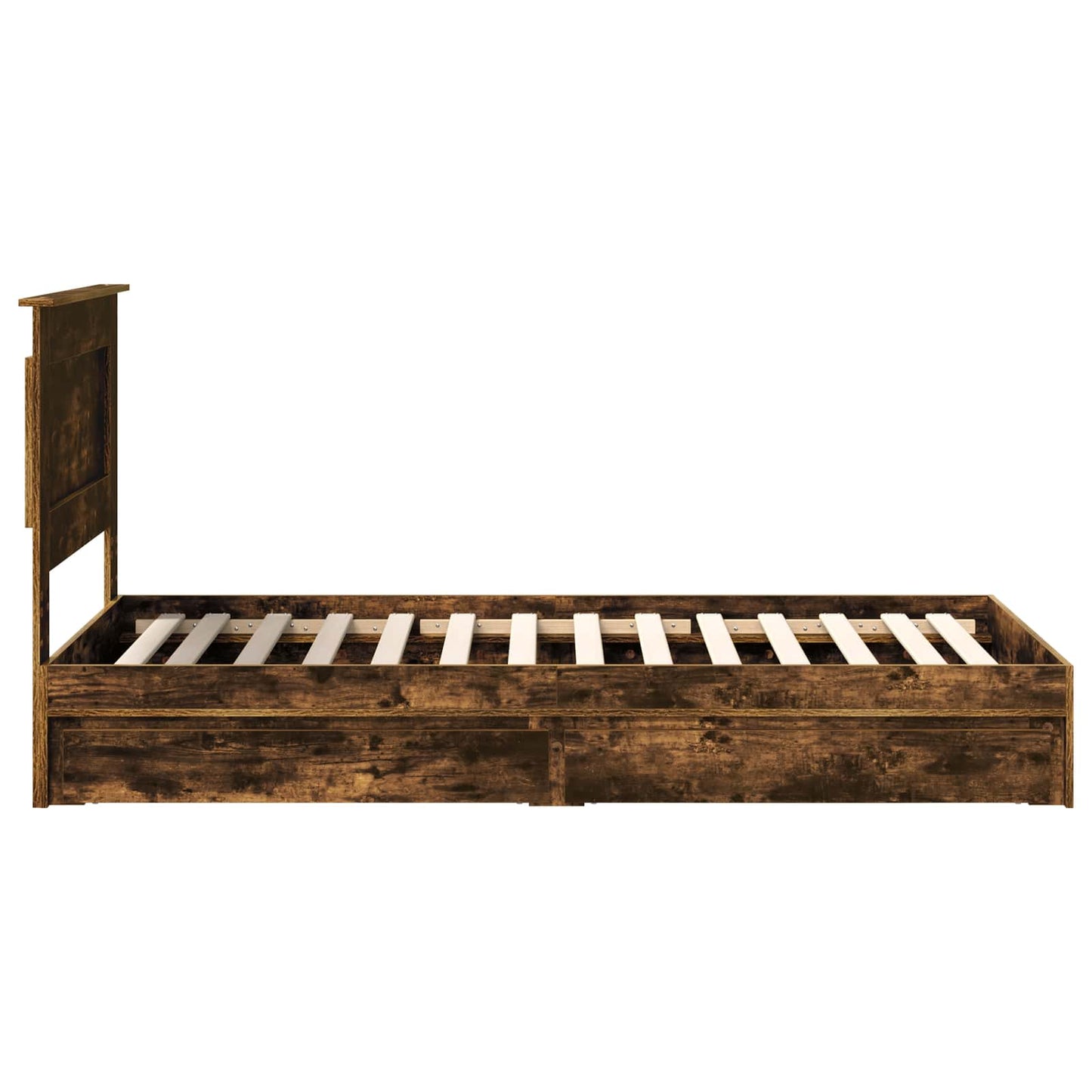 vidaXL Storage Bed with Drawer Smoked Oak 90 x 190 cm Engineered Wood