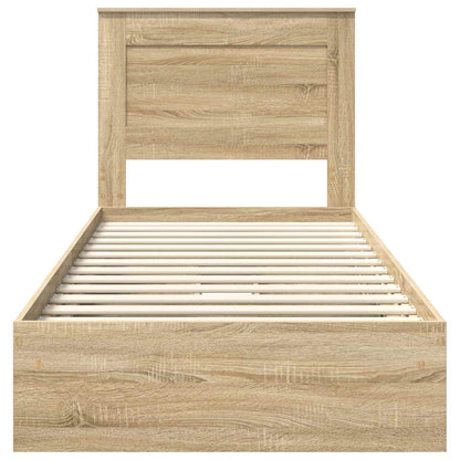 vidaXL Storage Bed with Drawer Sonoma Oak 75 x 190 cm Engineered Wood