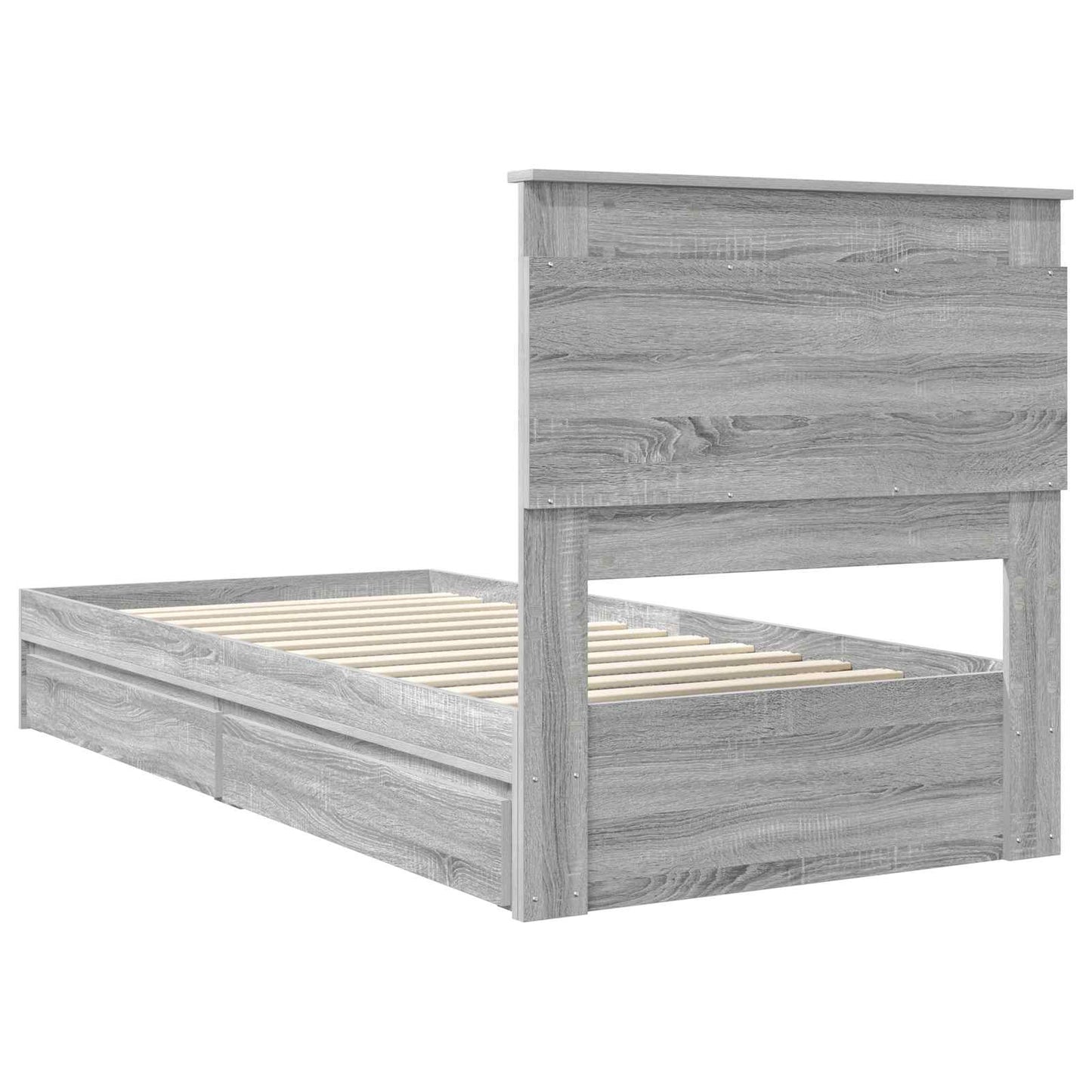 vidaXL Storage Bed with Drawer Grey Sonoma 75 x 190 cm Engineered Wood