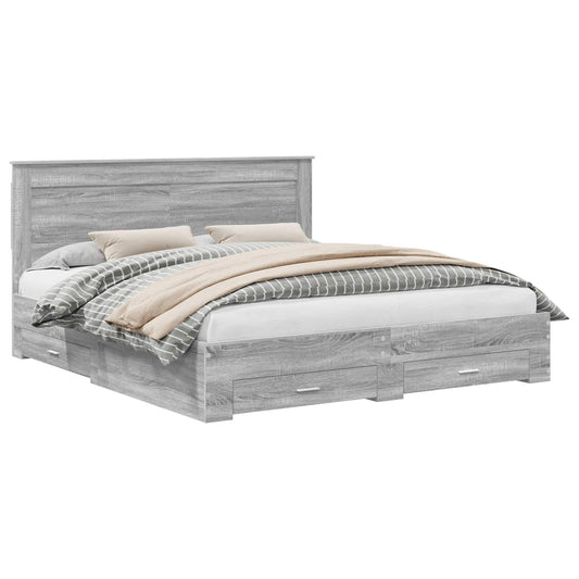 vidaXL Bed Frame with Drawer with Headboard Manual Engineered Wood