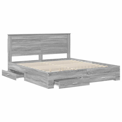 vidaXL Bed Frame with Drawer with Headboard Manual Engineered Wood