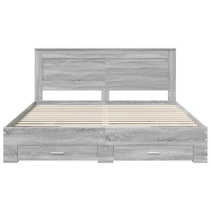 vidaXL Bed Frame with Drawer with Headboard Manual Engineered Wood