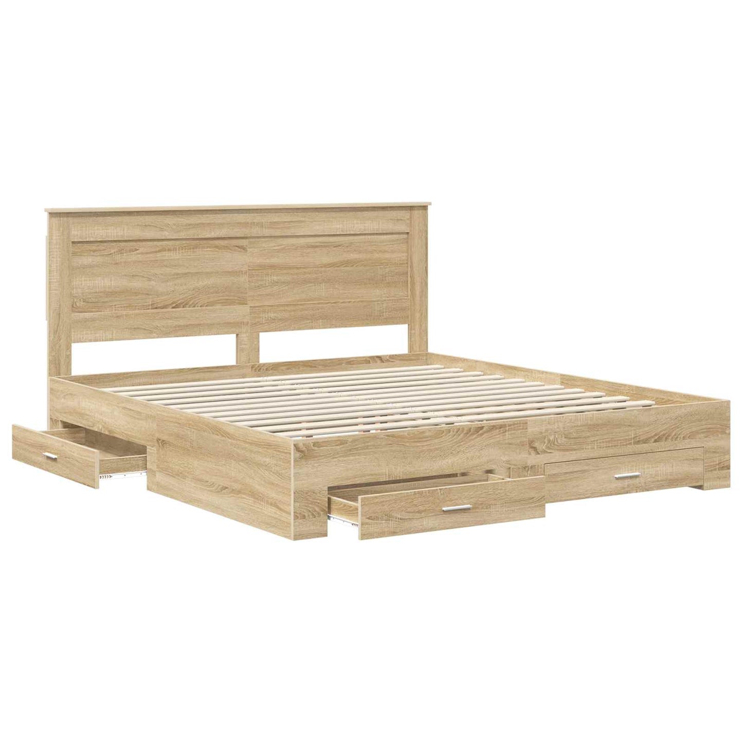 vidaXL Bed Frame with Drawer with Headboard Manual Engineered Wood