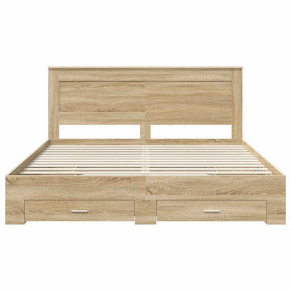 vidaXL Bed Frame with Drawer with Headboard Manual Engineered Wood