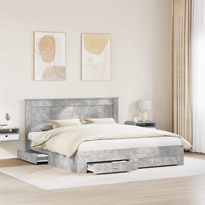 vidaXL Bed Frame Concrete Grey 180 x 200 cm Engineered Wood