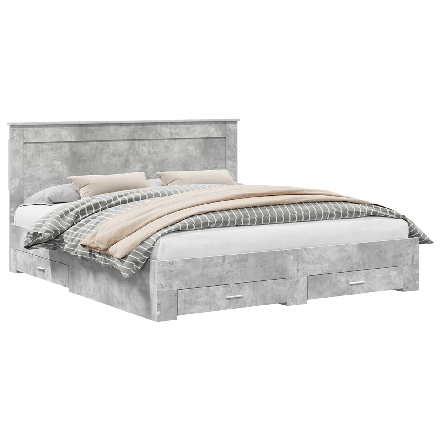 vidaXL Bed Frame Concrete Grey 180 x 200 cm Engineered Wood