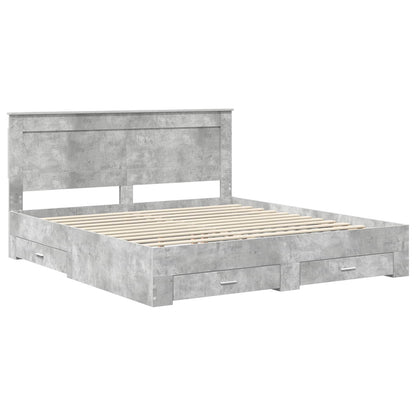 vidaXL Bed Frame Concrete Grey 180 x 200 cm Engineered Wood