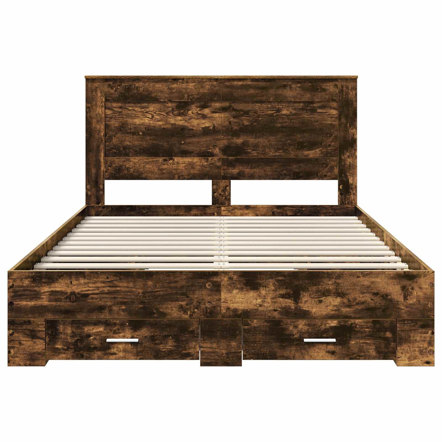 vidaXL Bed Frame with Drawer Smoked Oak 140 x 190 cm Engineered Wood