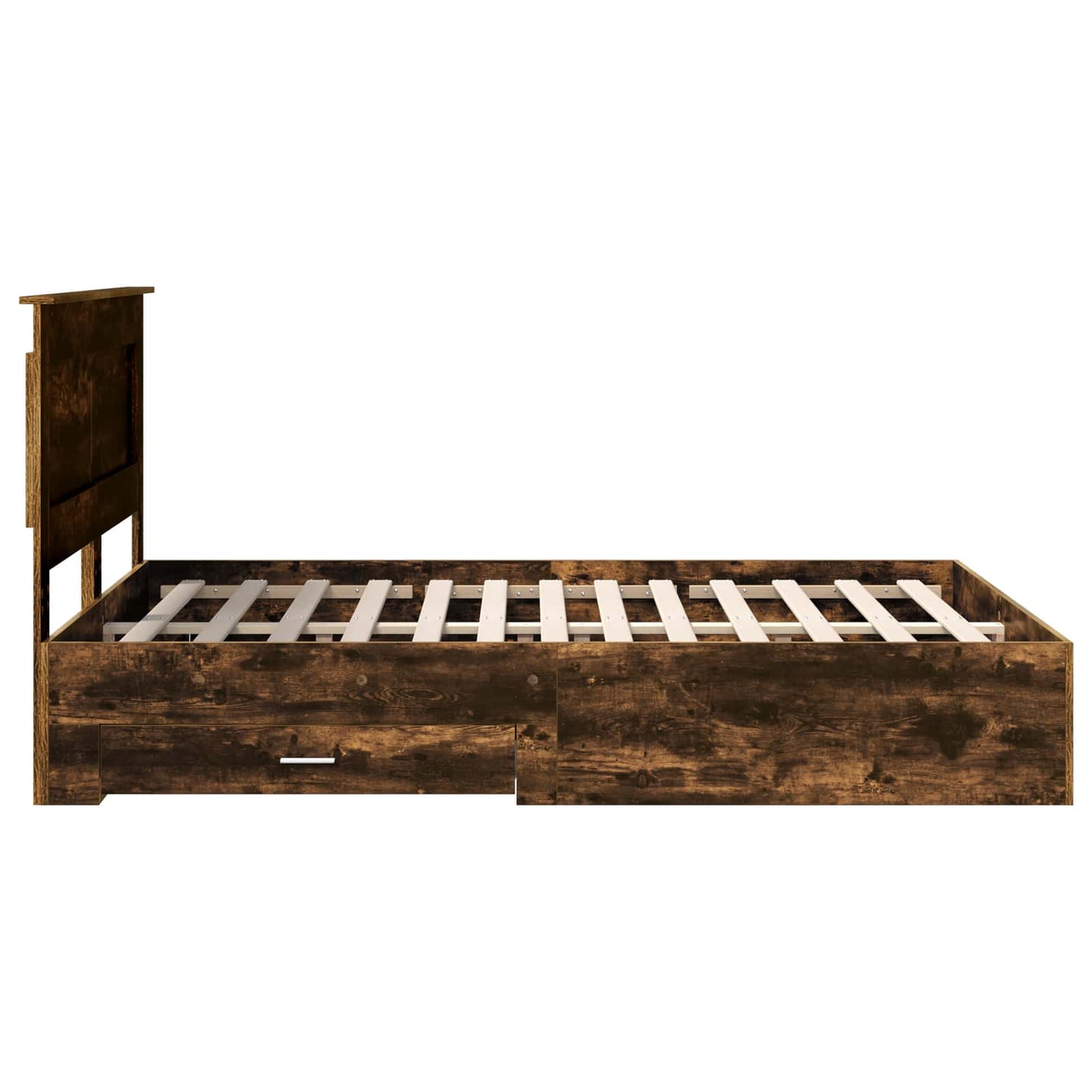 vidaXL Bed Frame with Drawer Smoked Oak 140 x 190 cm Engineered Wood