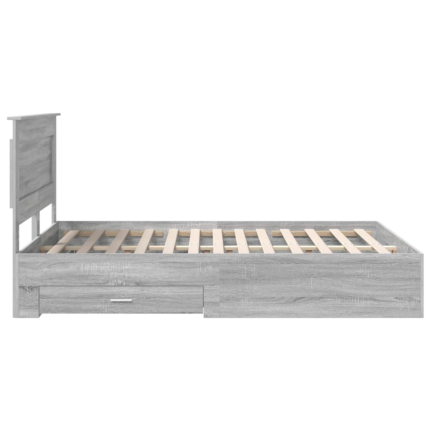 vidaXL Bed Frame with Drawer Grey Sonoma 140 x 200 cm Engineered Wood
