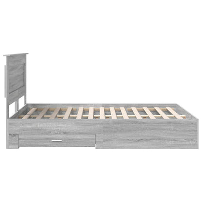vidaXL Bed Frame with Drawer Grey Sonoma 140 x 200 cm Engineered Wood