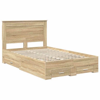 vidaXL Bed Frame with Drawer Sonoma Oak 120 x 200 cm Engineered Wood