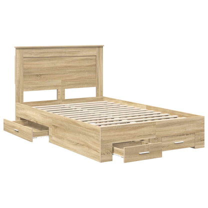 vidaXL Bed Frame with Drawer Sonoma Oak 120 x 200 cm Engineered Wood