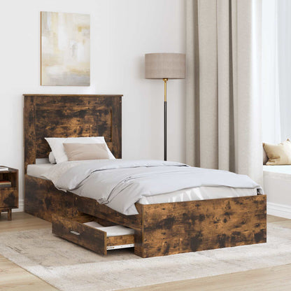vidaXL Bed Frame with Drawer with Headboard Manual Engineered Wood