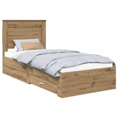 vidaXL Bed Frame with Drawer with Headboard Manual Engineered Wood