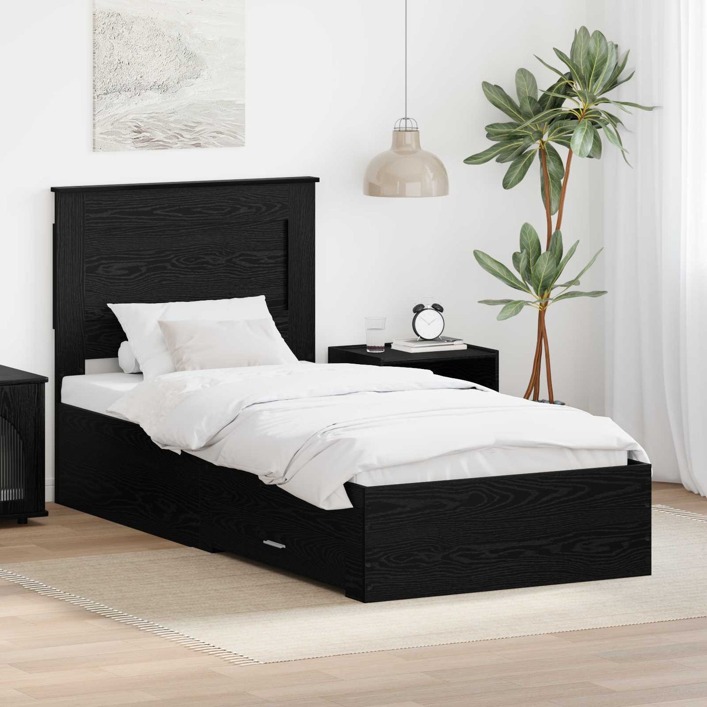 vidaXL Bed Frame with Drawer with Headboard Manual Engineered Wood