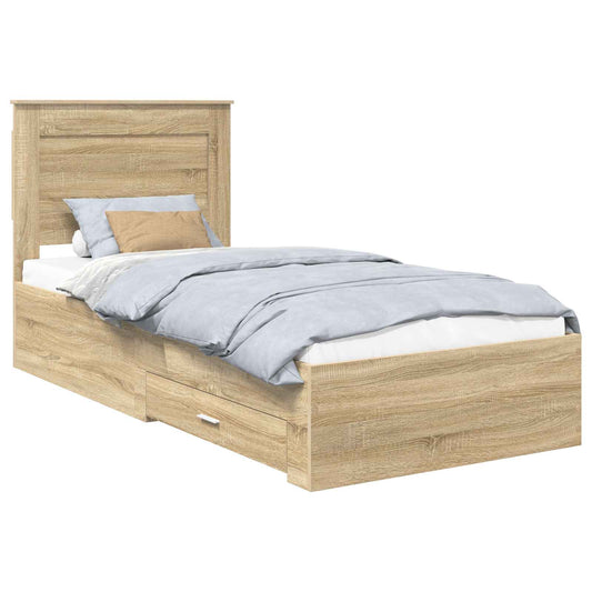 vidaXL Bed Frame with Drawer with Headboard Manual Engineered Wood