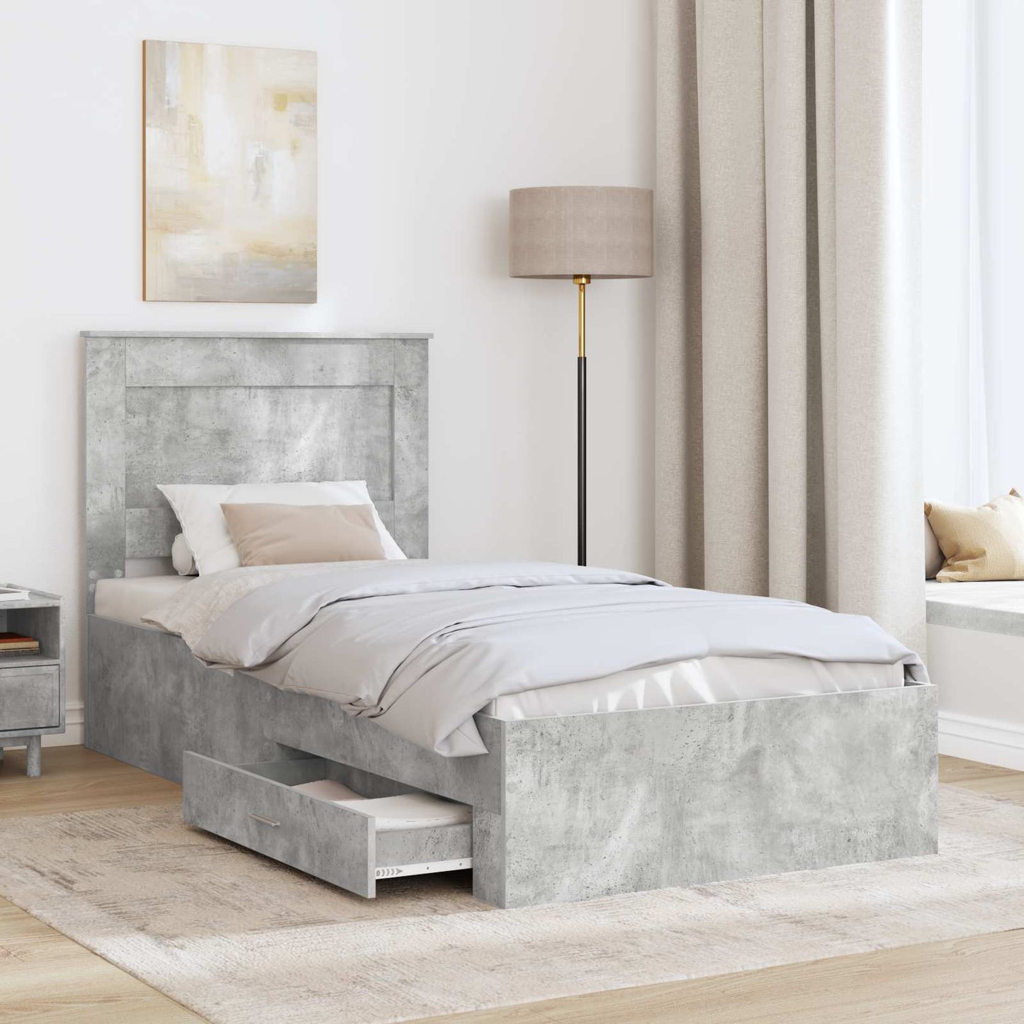 vidaXL Bed Frame with Drawer with Headboard Manual Engineered Wood
