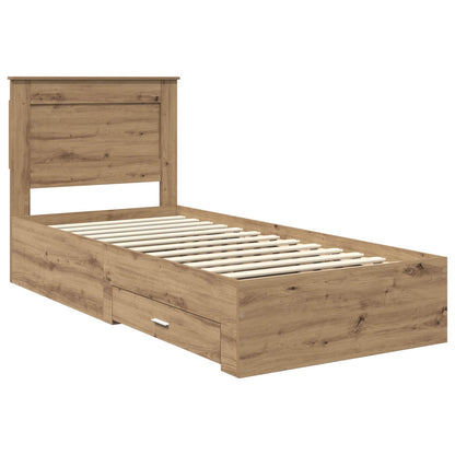 vidaXL Bed Frame with Drawer with Headboard Manual Engineered Wood