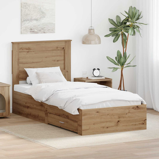 vidaXL Bed Frame with Drawer with Headboard Manual Engineered Wood