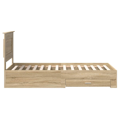 vidaXL Bed Frame Sonoma Oak and Silver 75 x 190 cm Engineered Wood