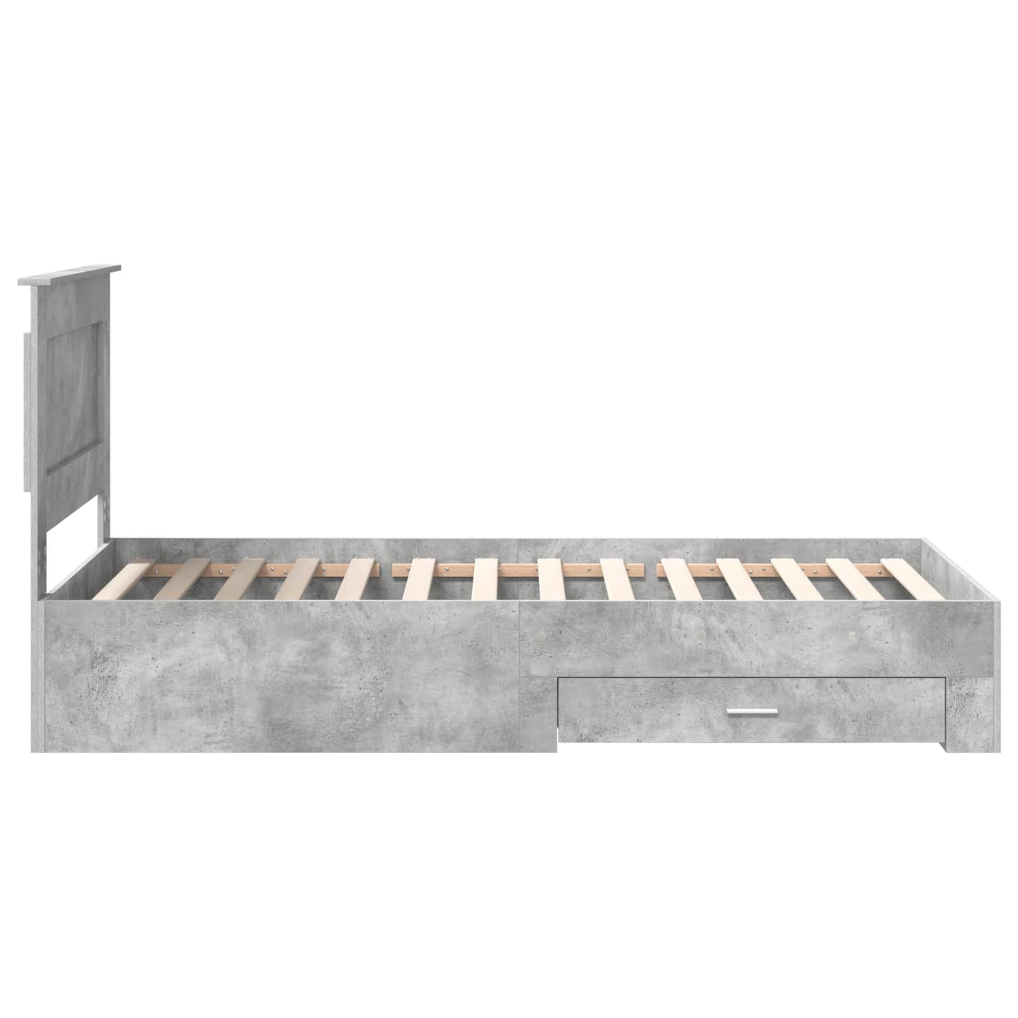 vidaXL Bed Frame Concrete Grey and Silver 75 x 190 cm Engineered Wood