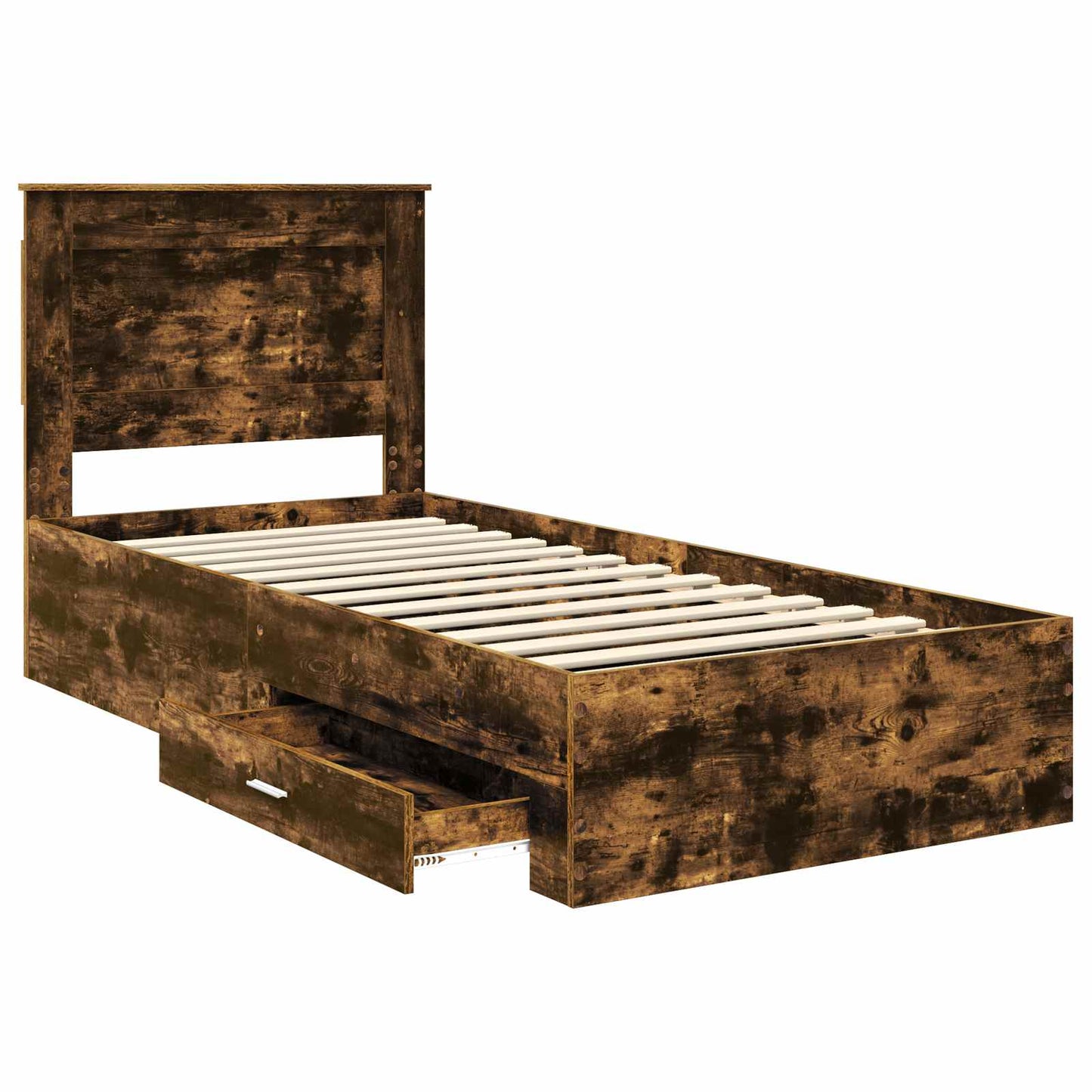 vidaXL Bed Frame Smoked Oak and Silver 75 x 190 cm Engineered Wood