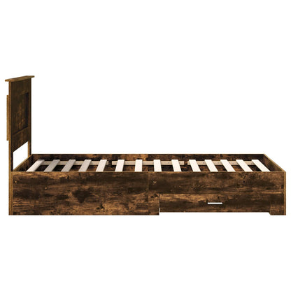 vidaXL Bed Frame Smoked Oak and Silver 75 x 190 cm Engineered Wood
