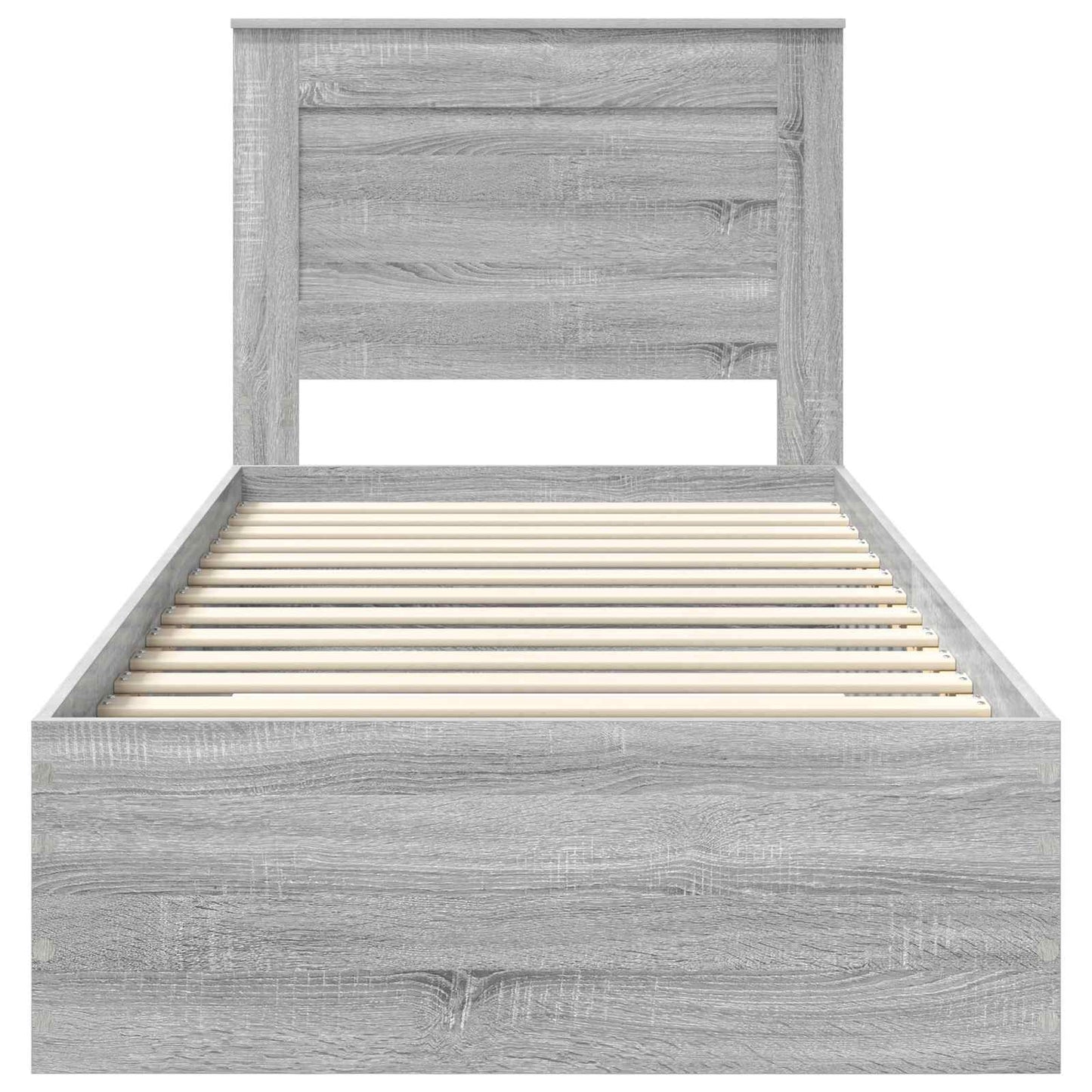 vidaXL Bed Frame Grey Sonoma and Silver 75 x 190 cm Engineered Wood