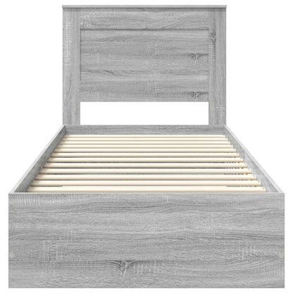 vidaXL Bed Frame Grey Sonoma and Silver 75 x 190 cm Engineered Wood