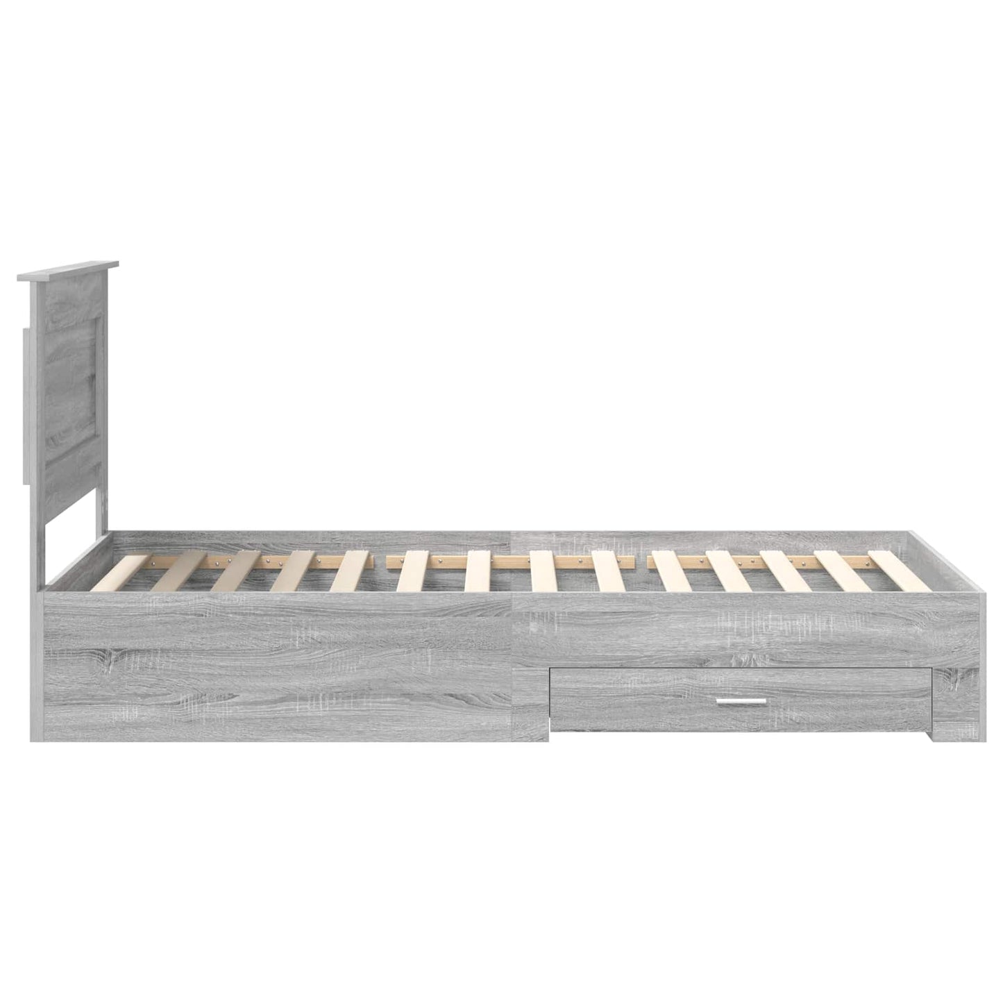 vidaXL Bed Frame Grey Sonoma and Silver 75 x 190 cm Engineered Wood