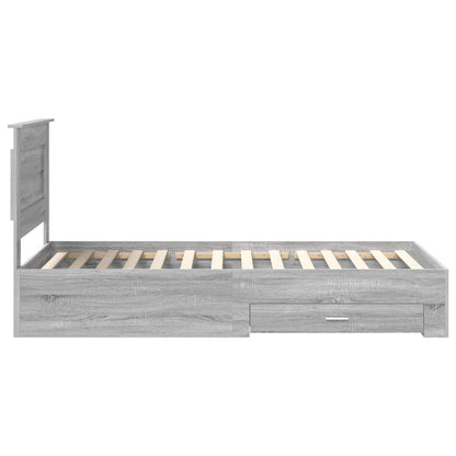 vidaXL Bed Frame Grey Sonoma and Silver 75 x 190 cm Engineered Wood