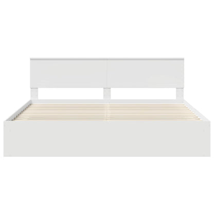 vidaXL Bed Frame with Headboard White 200 x 200 cm Solid Pine Wood