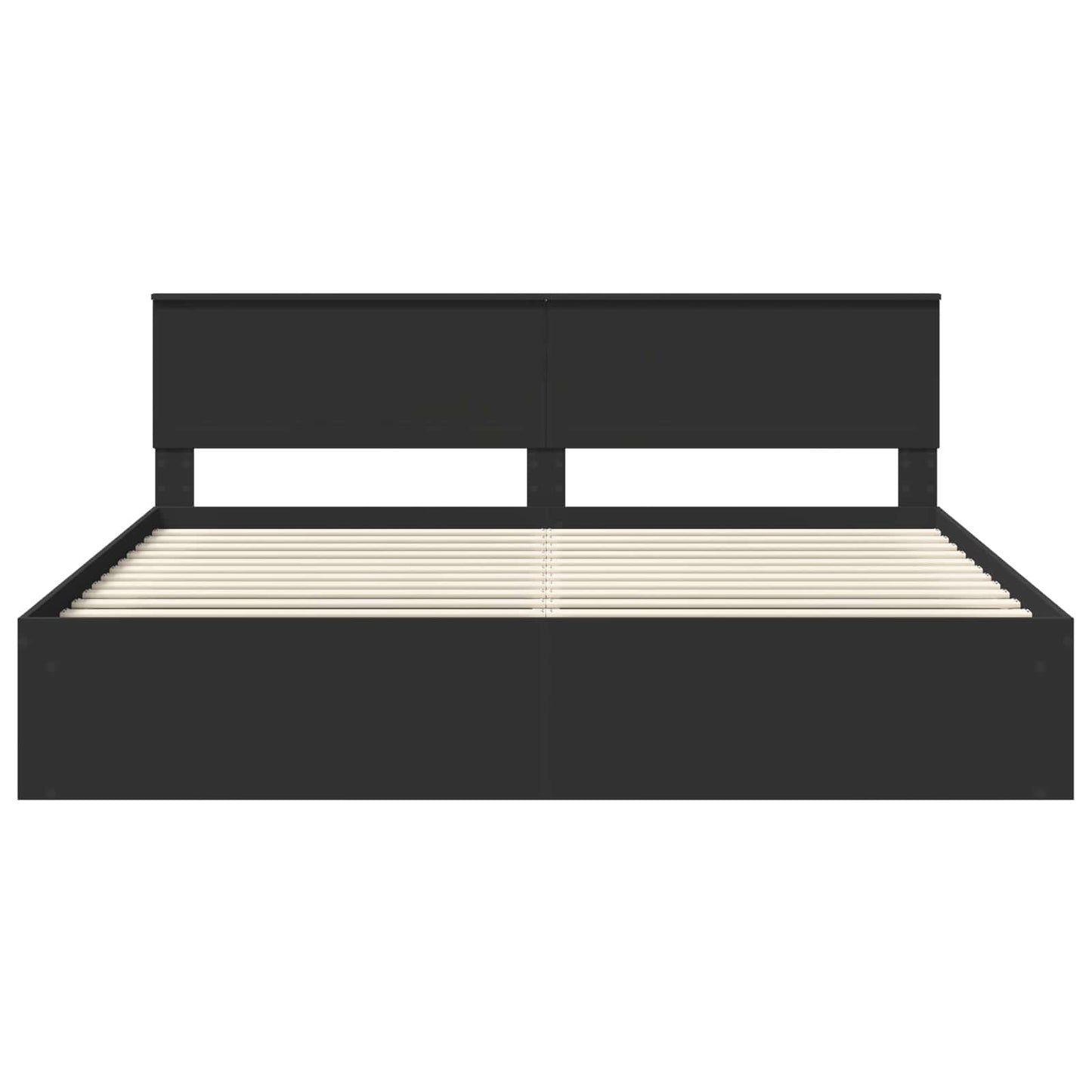 vidaXL Bed Frame with Headboard Black 200 x 200 cm Solid Pine Wood