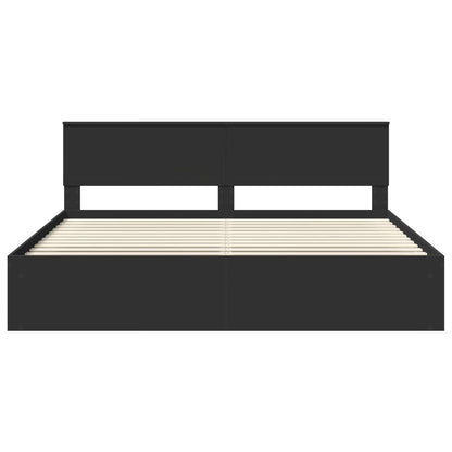vidaXL Bed Frame with Headboard Black 200 x 200 cm Solid Pine Wood