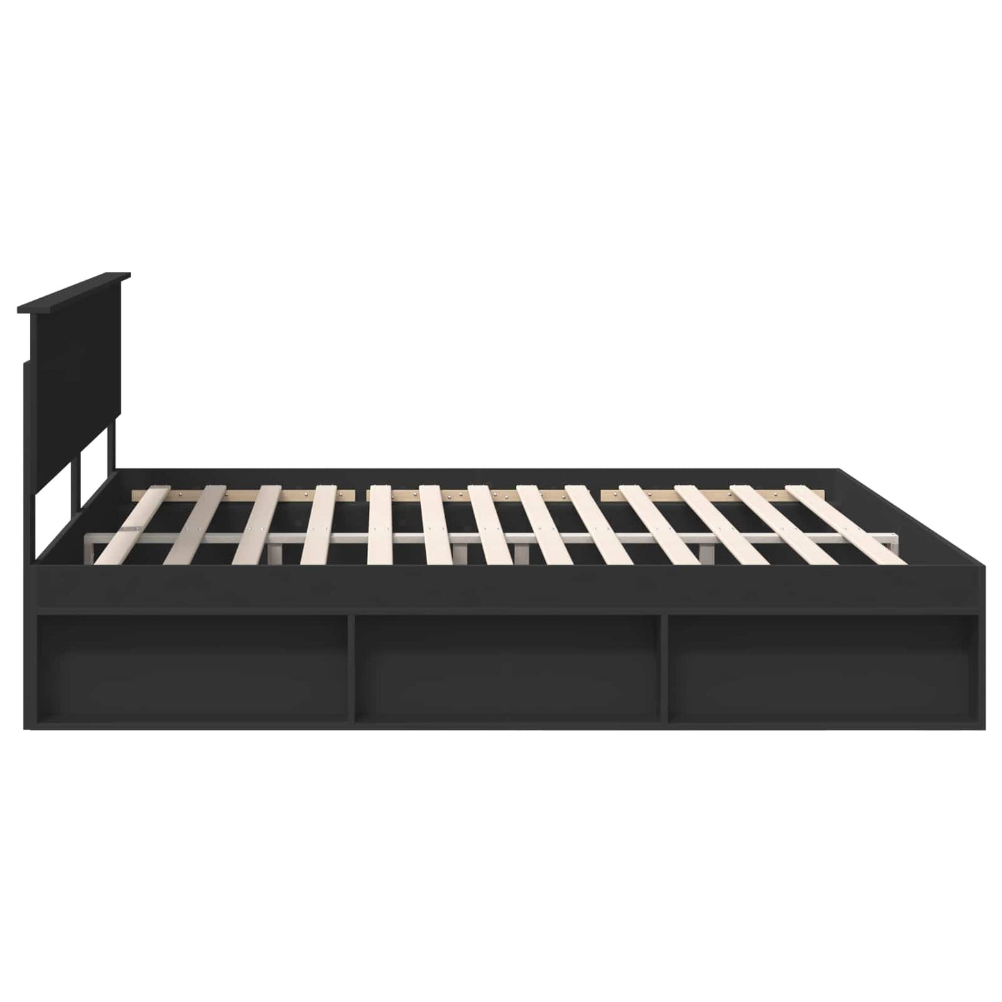 vidaXL Bed Frame with Headboard Black 200 x 200 cm Solid Pine Wood
