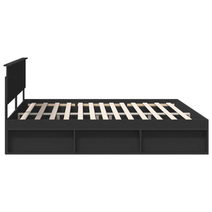 vidaXL Bed Frame with Headboard Black 200 x 200 cm Solid Pine Wood