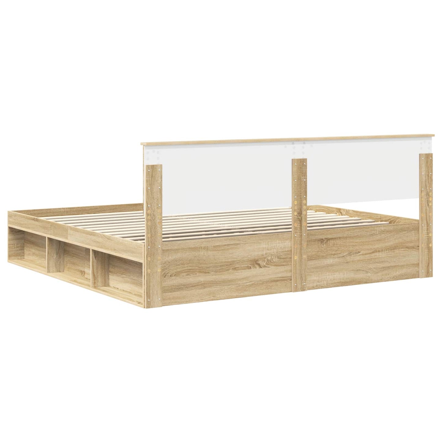 vidaXL Bed Frame with Headboard Sonoma 200 x 200 cm Solid Pine Wood