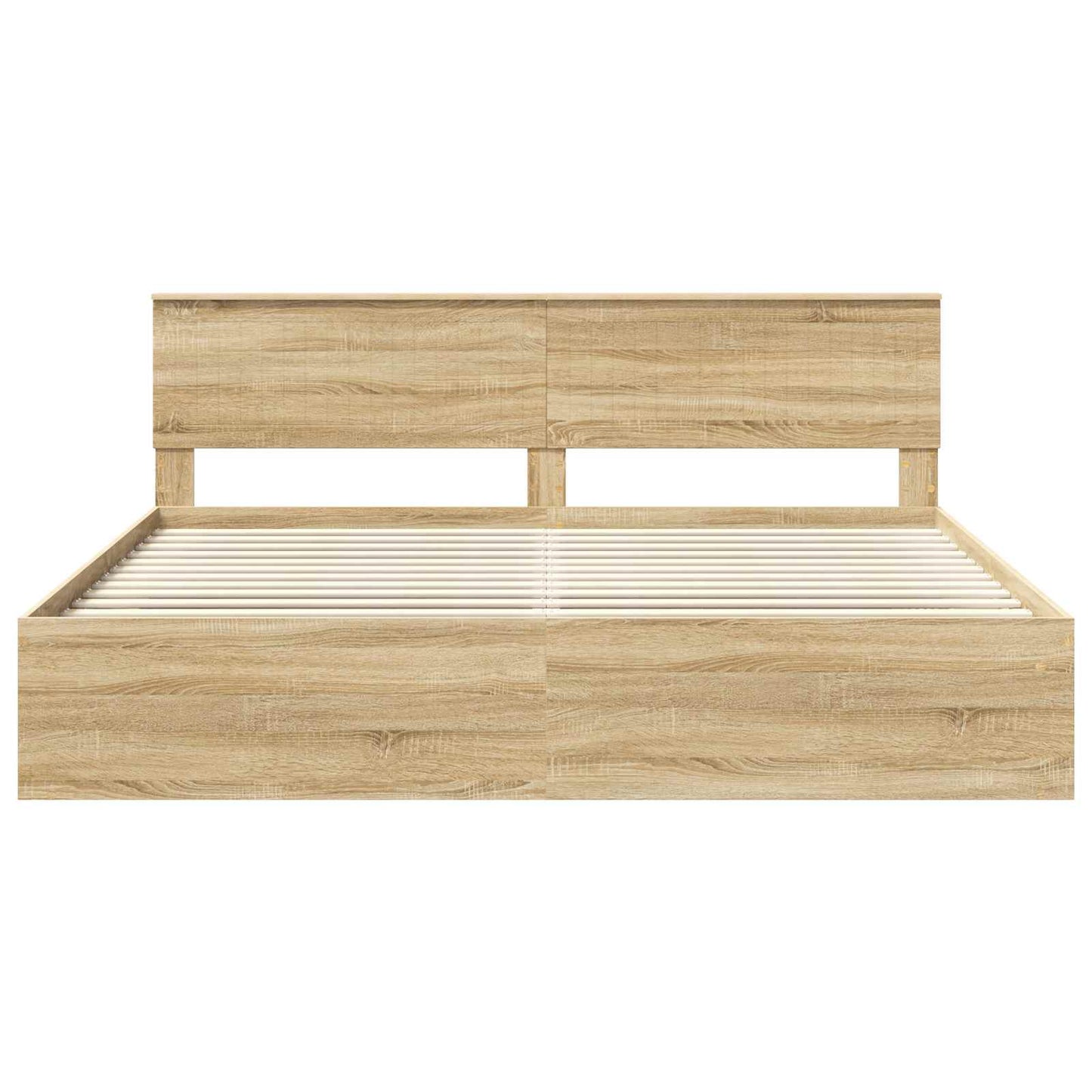 vidaXL Bed Frame with Headboard Sonoma 200 x 200 cm Solid Pine Wood