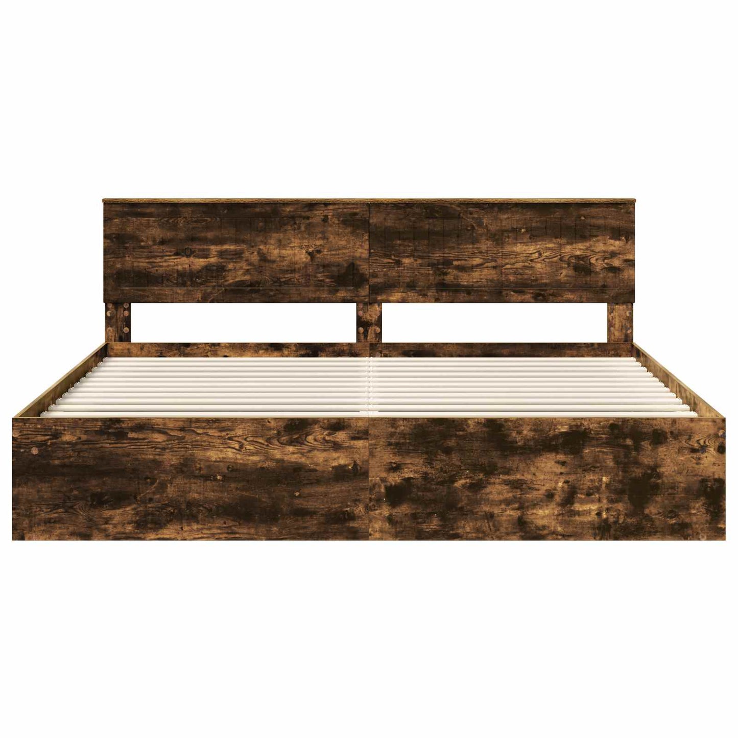 vidaXL Bed Frame Smoked Oak 200 x 200 cm Solid Pine Wood