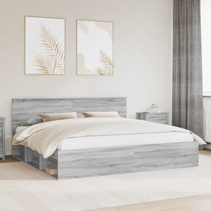 vidaXL Bed Frame Grey Sonoma 200 x 200 cm Solid Pine Wood